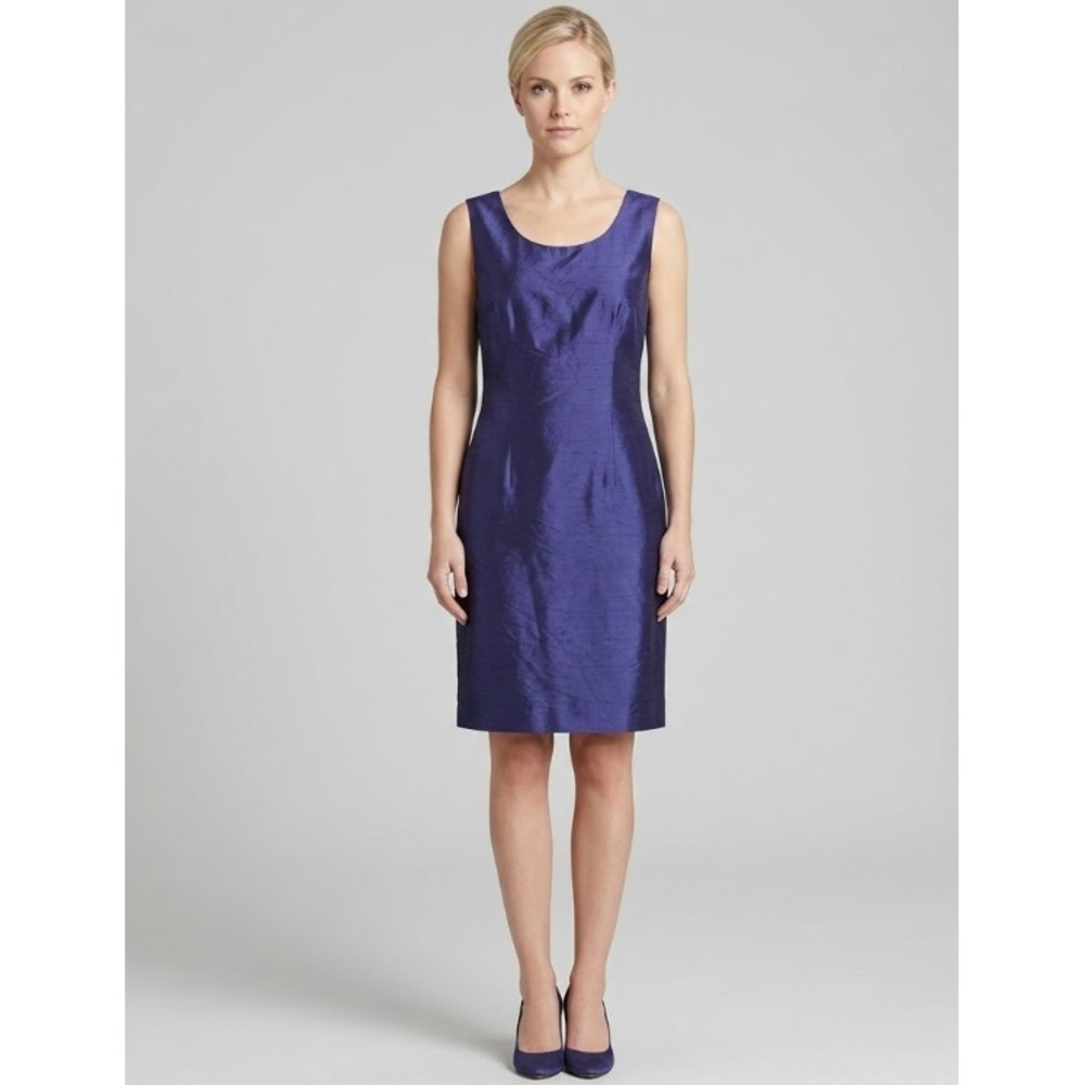 Vintage‎ Victor Costa Designer Raw Silk Wiggle Shift Dress Cocktail Purple Small